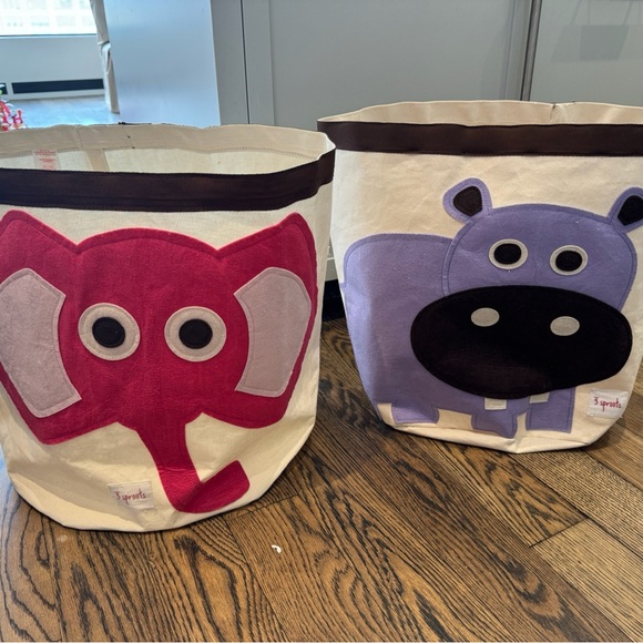 Sprouts Kids Animal Storage Bags - Pink Elephant & Purple Hippo - Picture 1 of 1